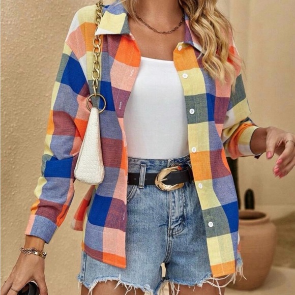 SHEIN Tops - Colorful Plaid Women's Shirt